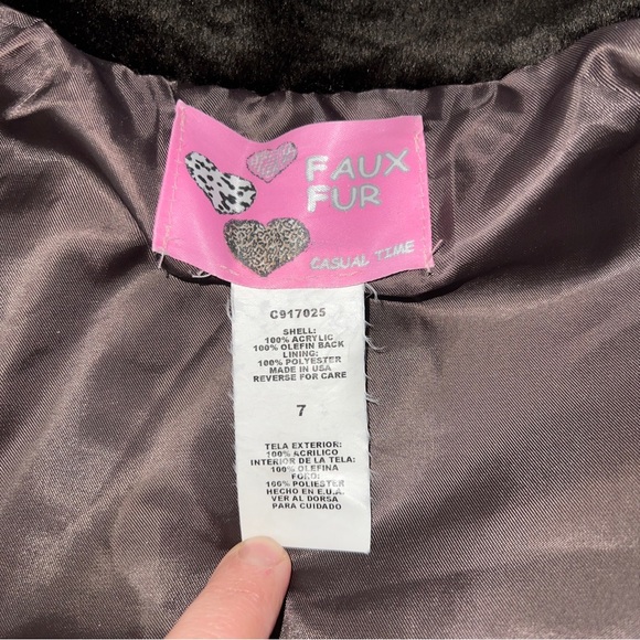 Faux Fur Girls Leopard Print Casual Time Lined Winter Coat Size 7 - Picture 15 of 16